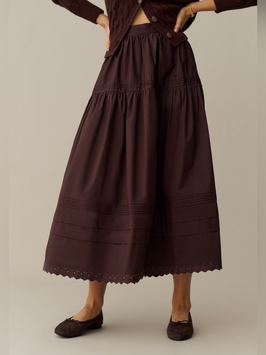 Few Moda Dresses & Skirts - Few Moda Beth Brown Cotton Midi Skirt – Size 6 NWT